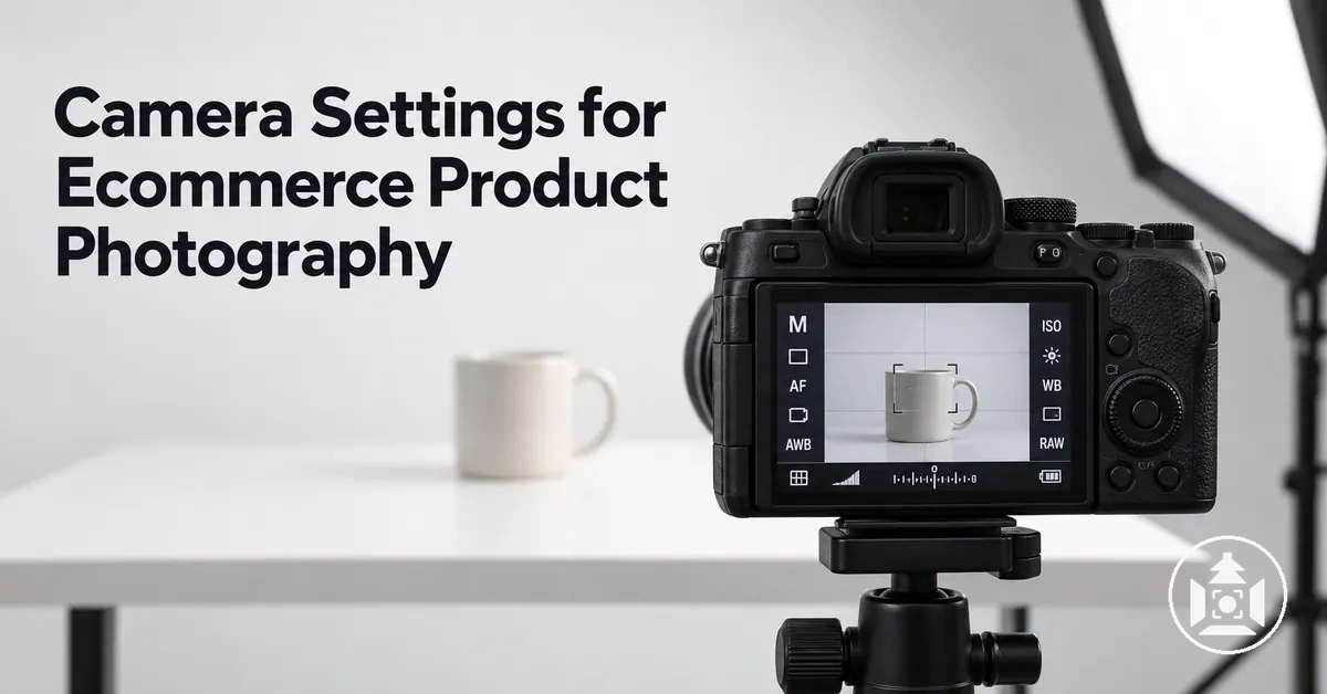 Camera settings displayed during an ecommerce product photography shoot