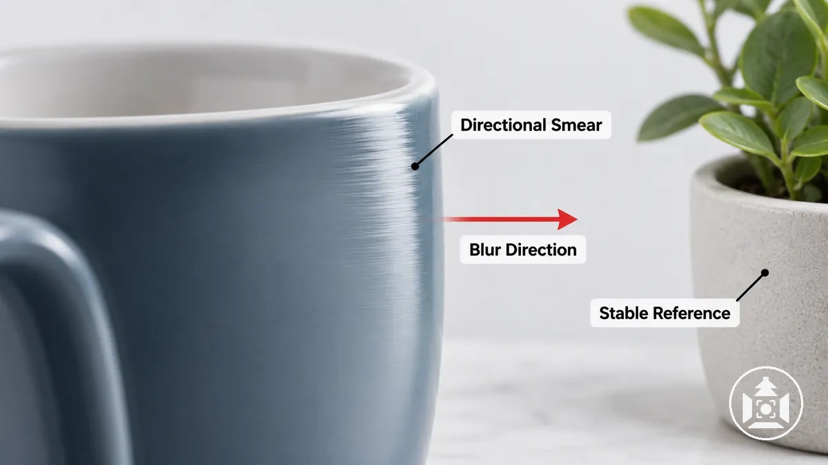 Product photo with directional edge smear illustrating motion blur from movement