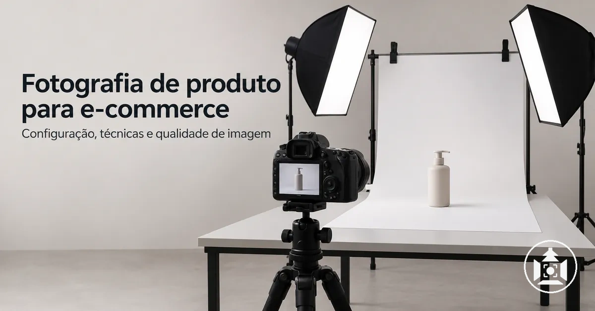 Configuração de fotografia de produto para e-commerce com iluminação, câmera e fundo