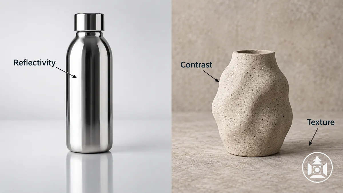 Diferentes características de produto adequadas a propriedades de fundo para fotografia de produto