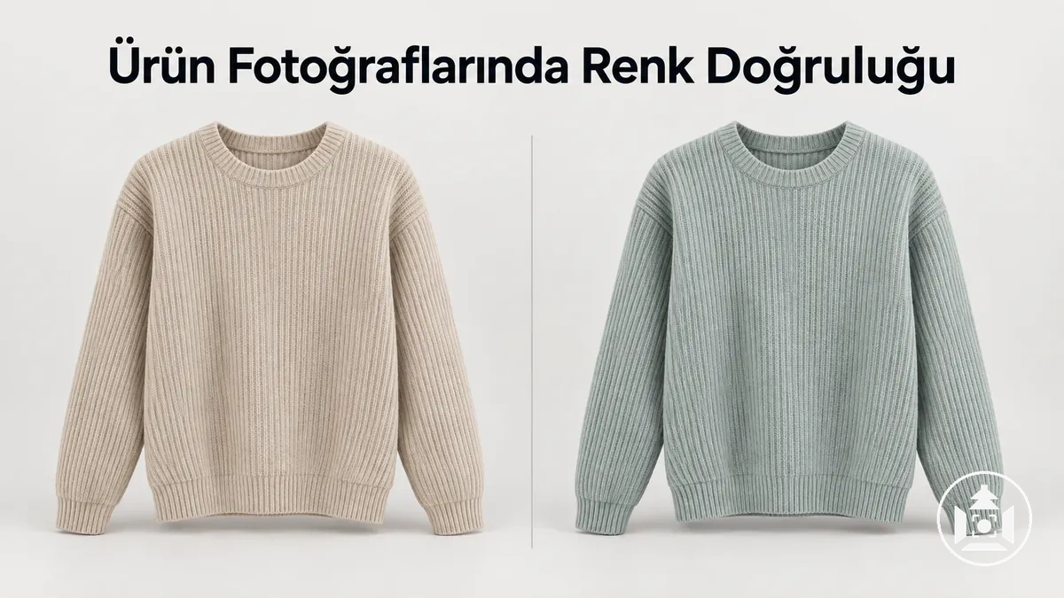 Doğru renkler ve belirgin renk kaymaları gösteren e-ticaret ürün fotoğrafları
